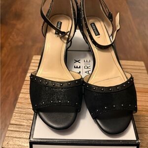 Alex Marie Black Studded Open-Toe Ankle-Strap Sandals